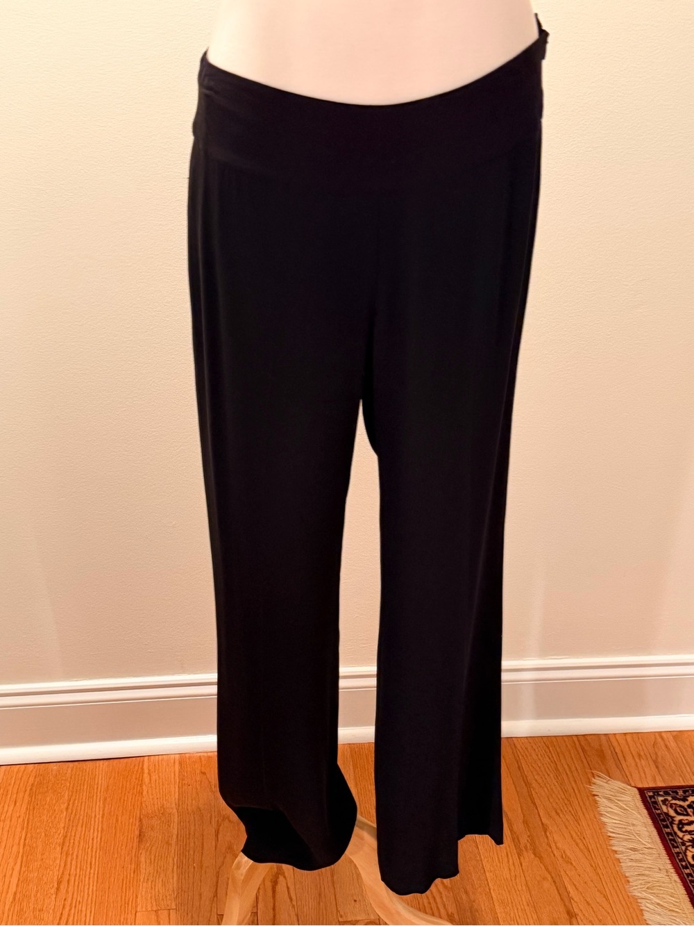Eileen Fisher Black Wide-Leg Pull-On Trousers
